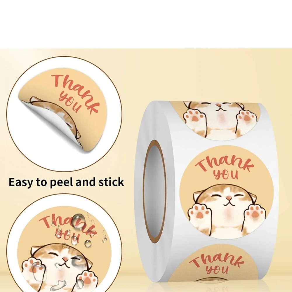 100 count New cute kitty thank you stickers